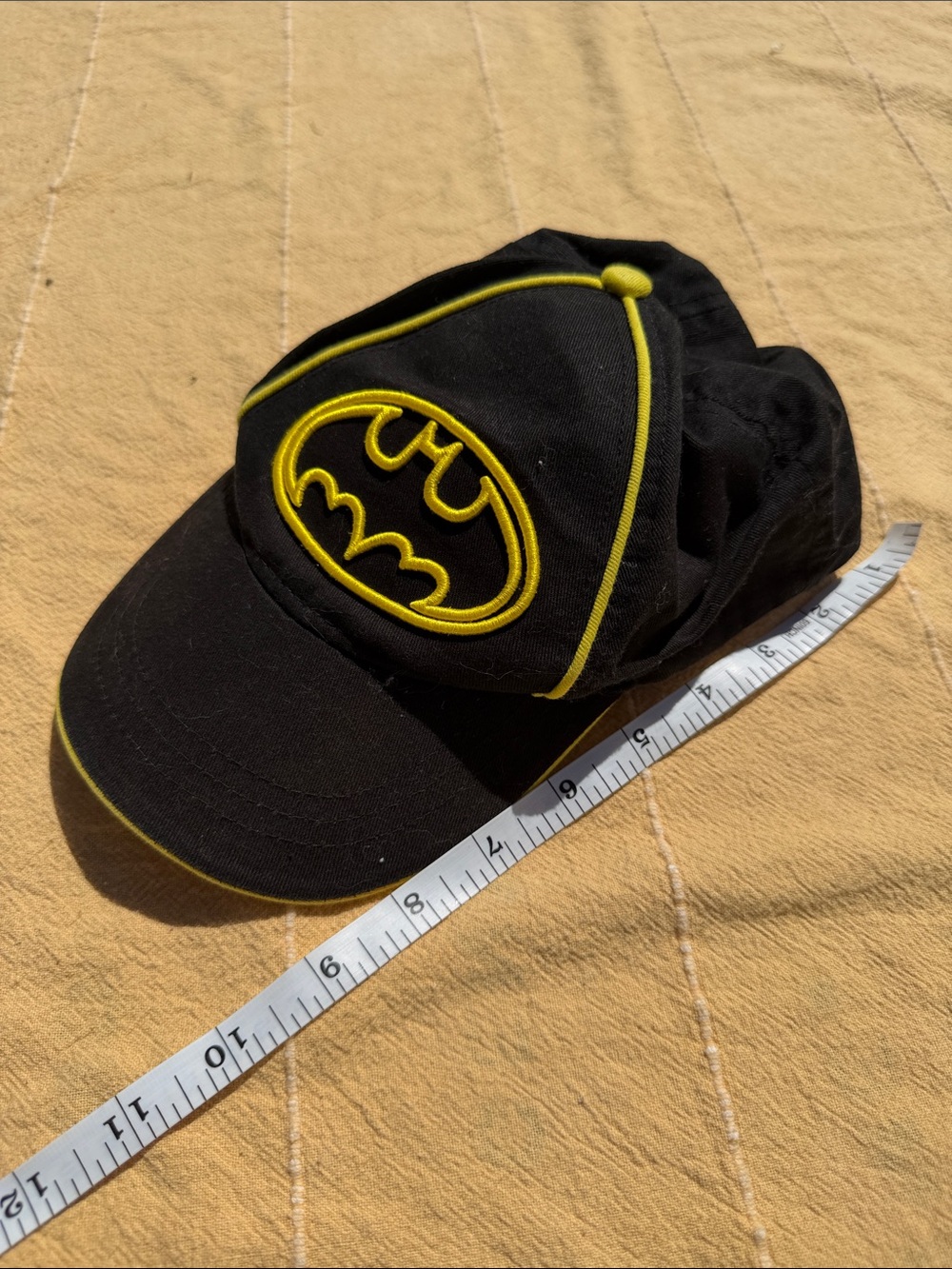 Batman Black Cap with Yellow Emblem and Blue Tag